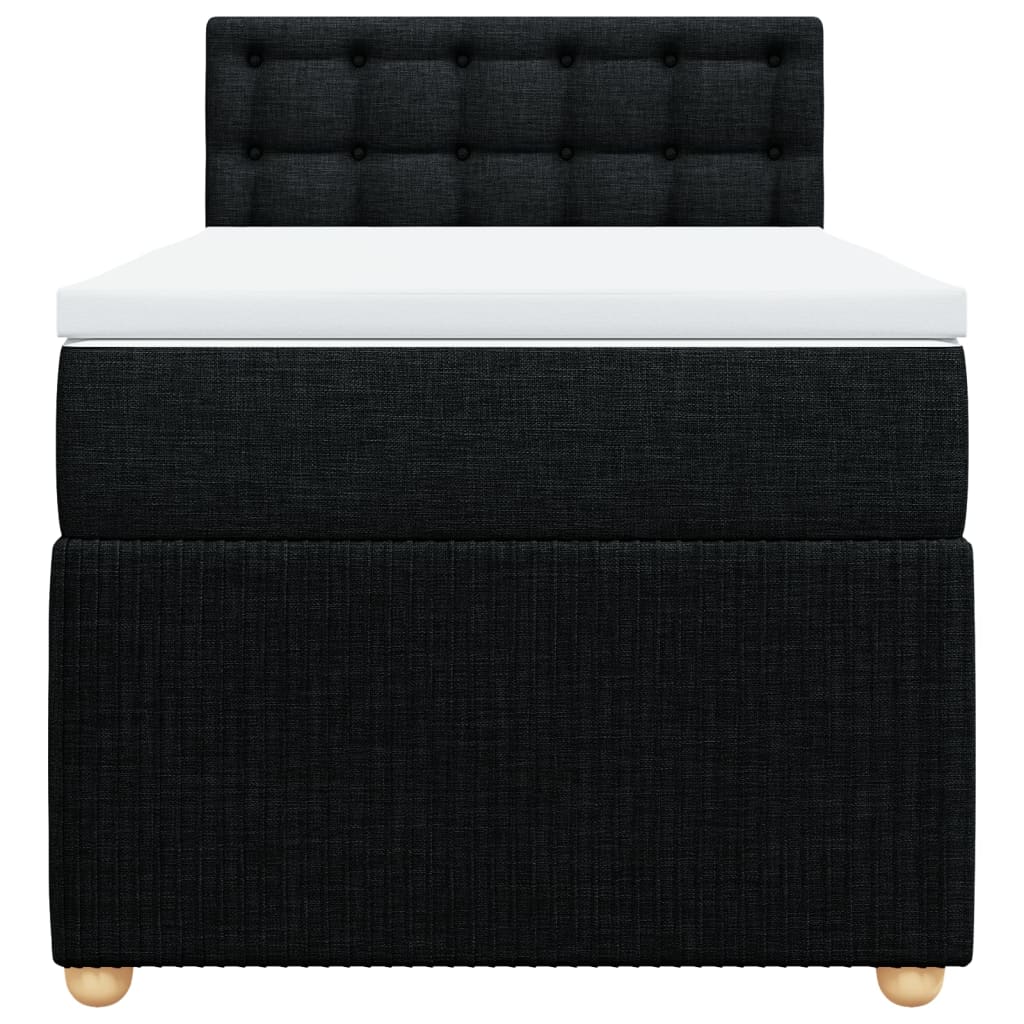Lit à sommier tapissier avec matelas tissu noir 90x200 cm