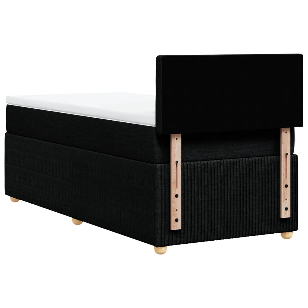 Lit à sommier tapissier avec matelas tissu noir 90x200 cm