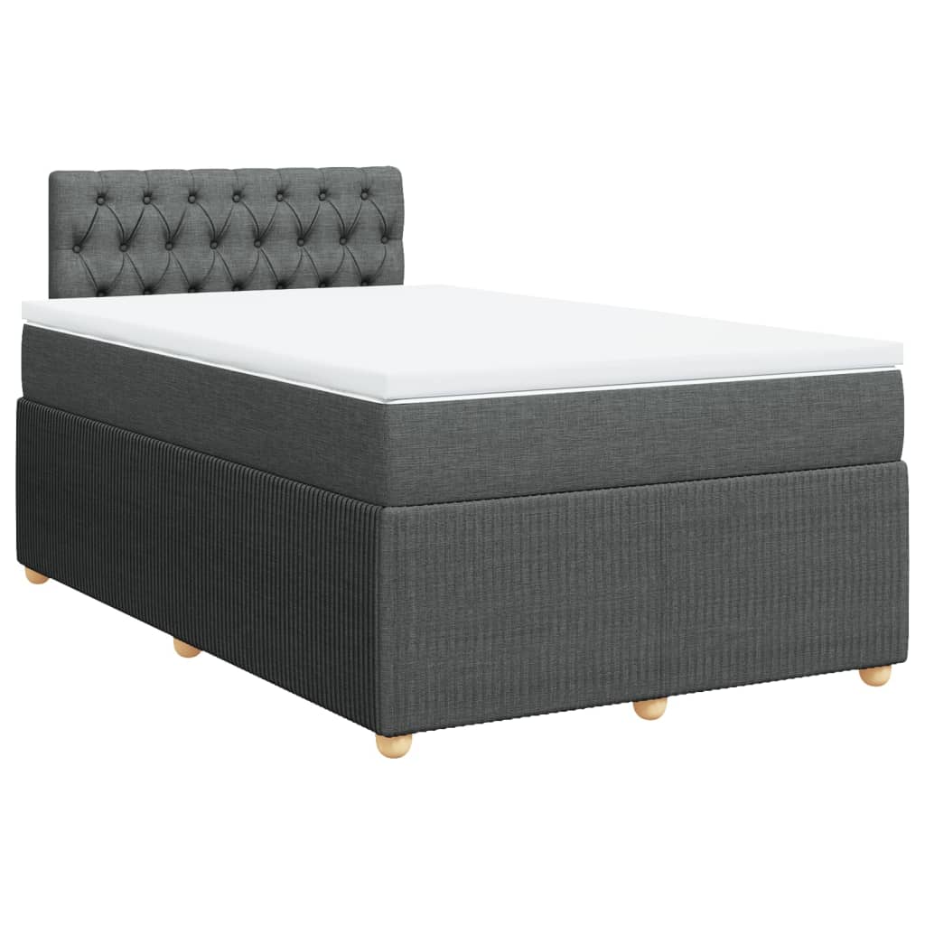 Box spring bed with mattress dark grey 120x190 cm fabric