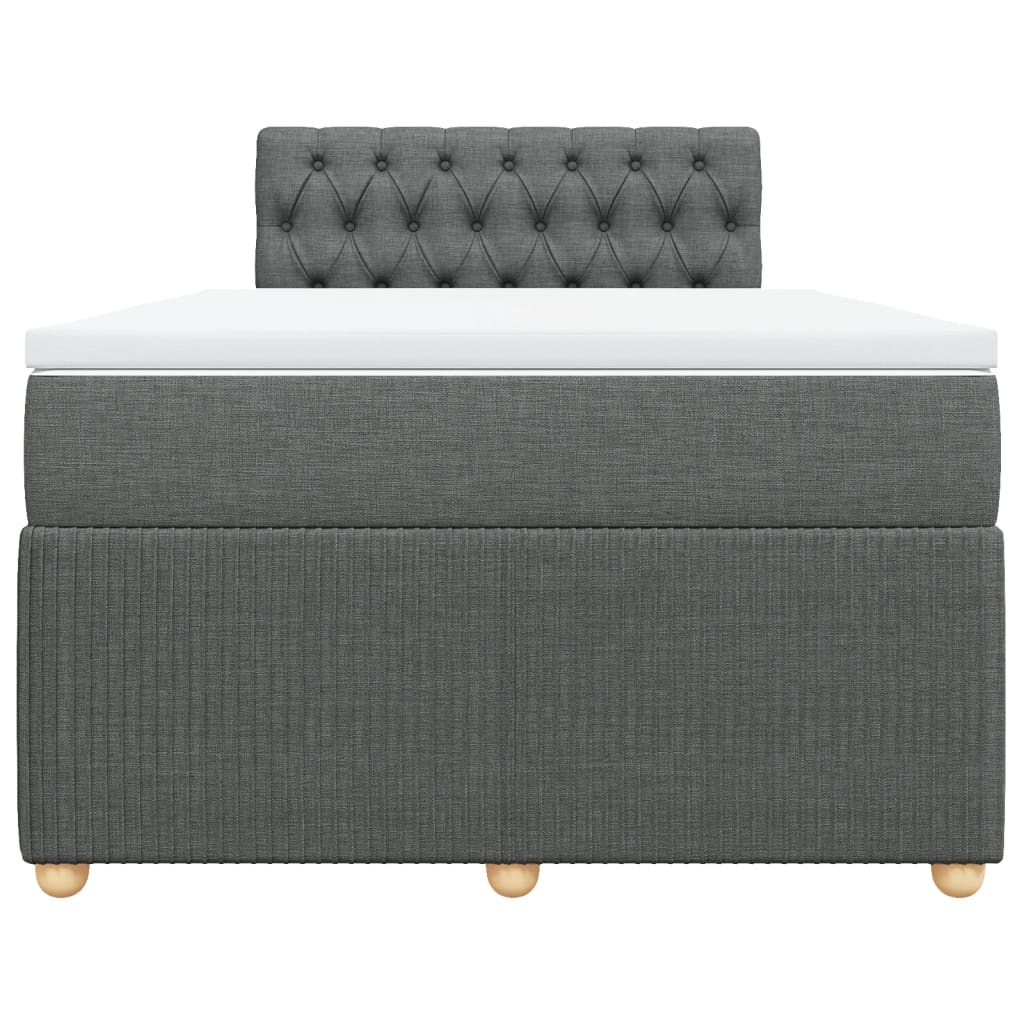 Box spring bed with mattress dark grey 120x190 cm fabric