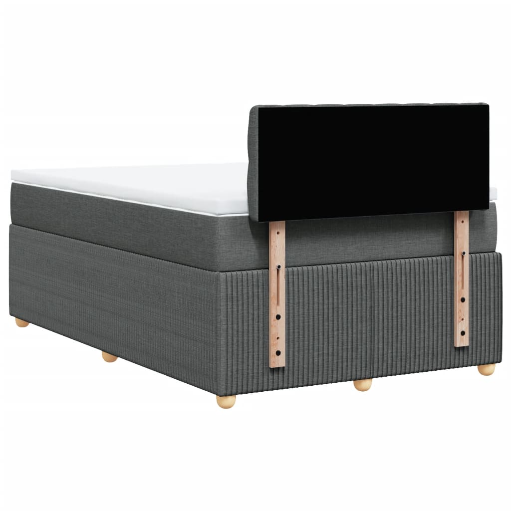 Box spring bed with mattress dark grey 120x190 cm fabric