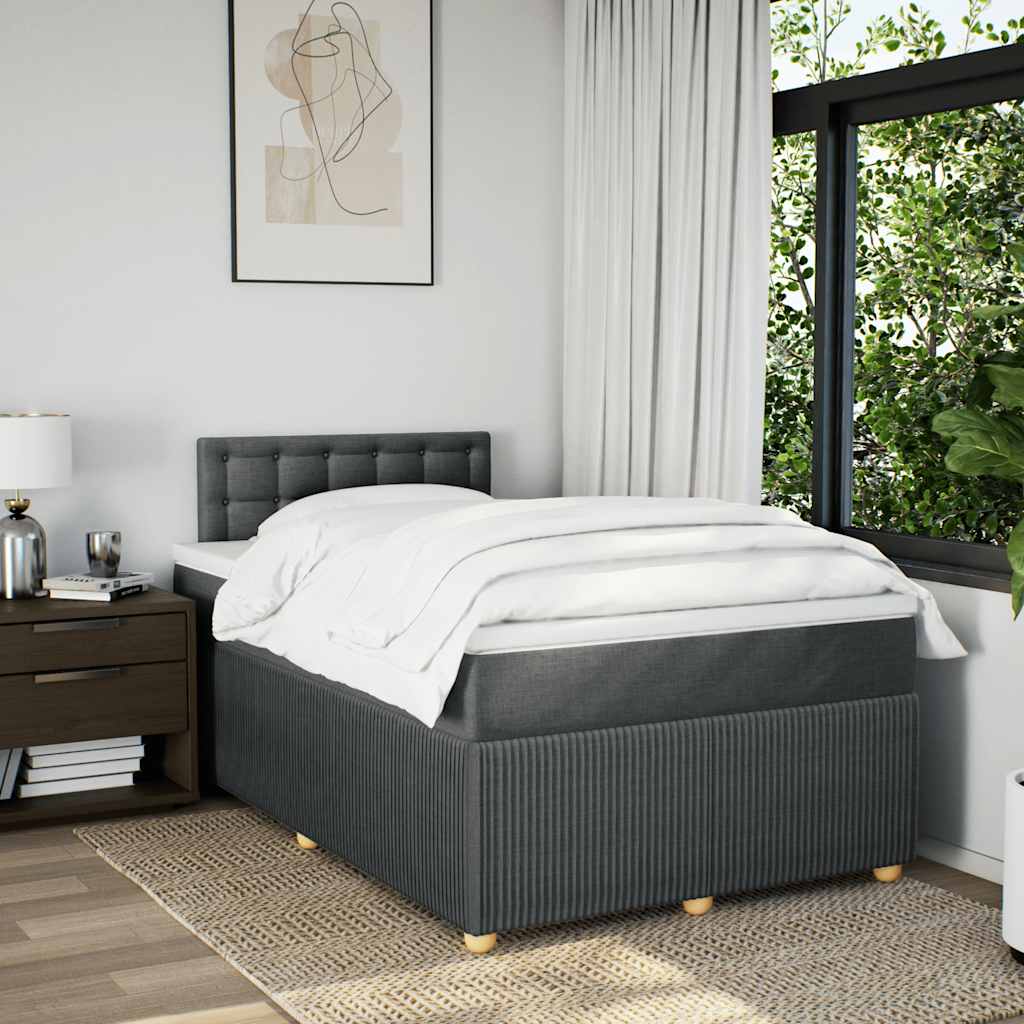 Lit à sommier tapissier avec matelas en tissu gris foncé 120x190 cm