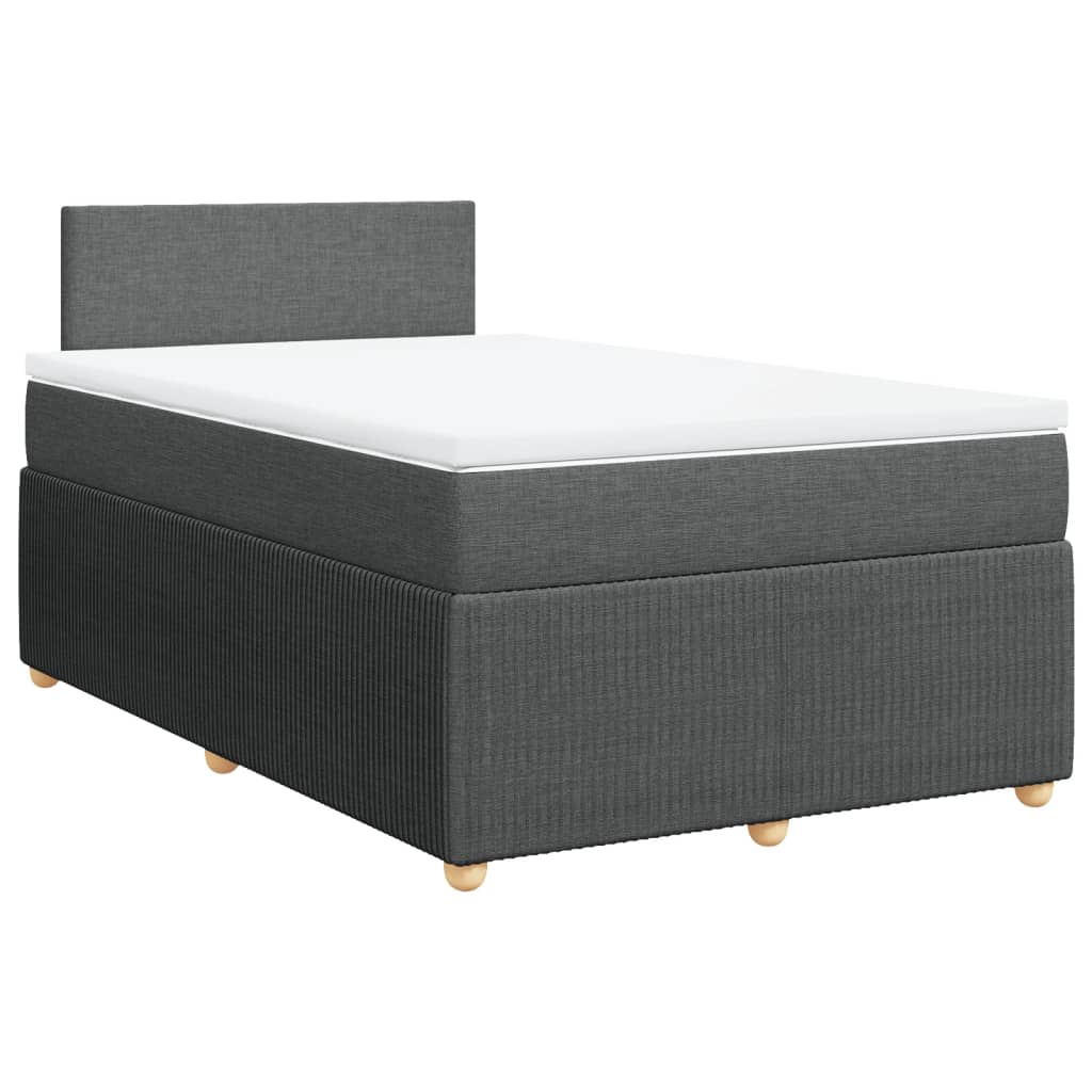Box spring bed with mattress dark grey 120x200 cm fabric