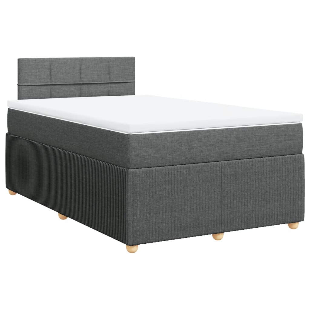 Box spring bed with mattress dark grey 120x200 cm fabric
