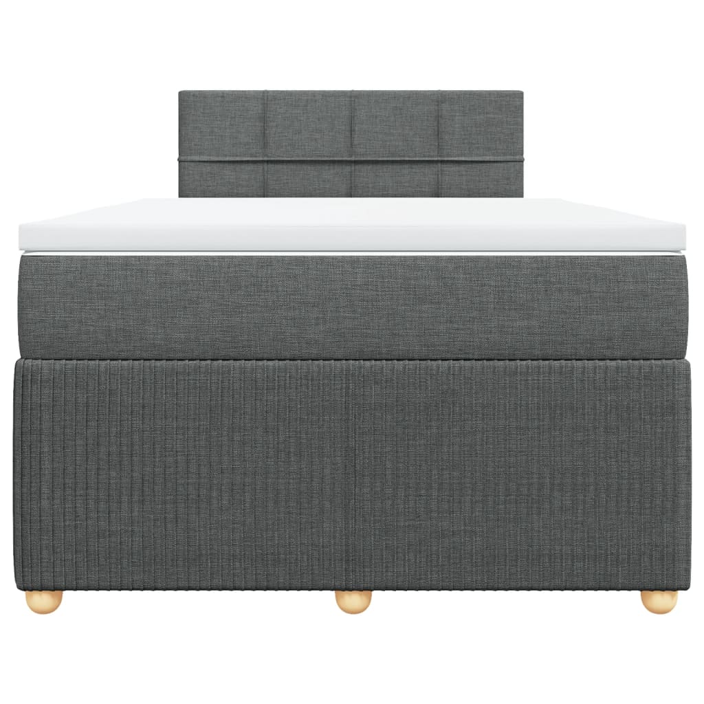 Box spring bed with mattress dark grey 120x200 cm fabric
