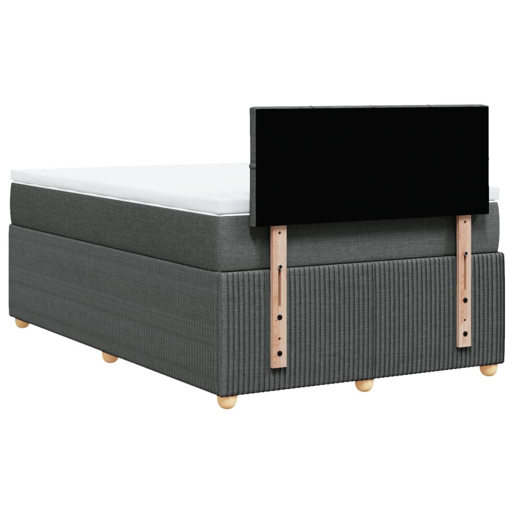 Box spring bed with mattress dark grey 120x200 cm fabric