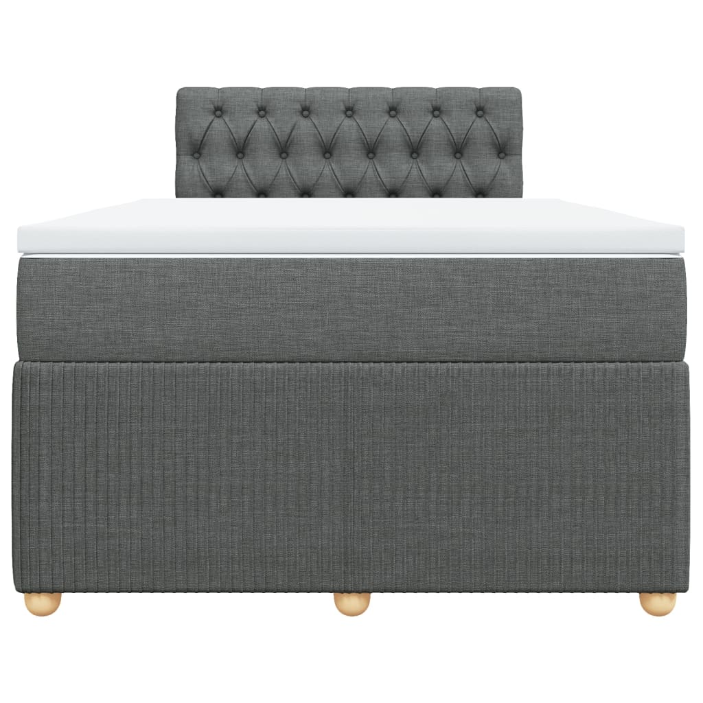 Box spring bed with mattress dark grey 120x200 cm fabric