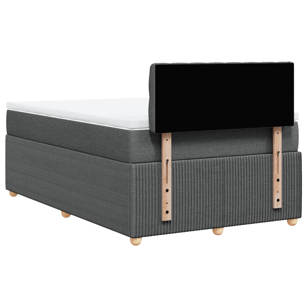 Box spring bed with mattress dark grey 120x200 cm fabric
