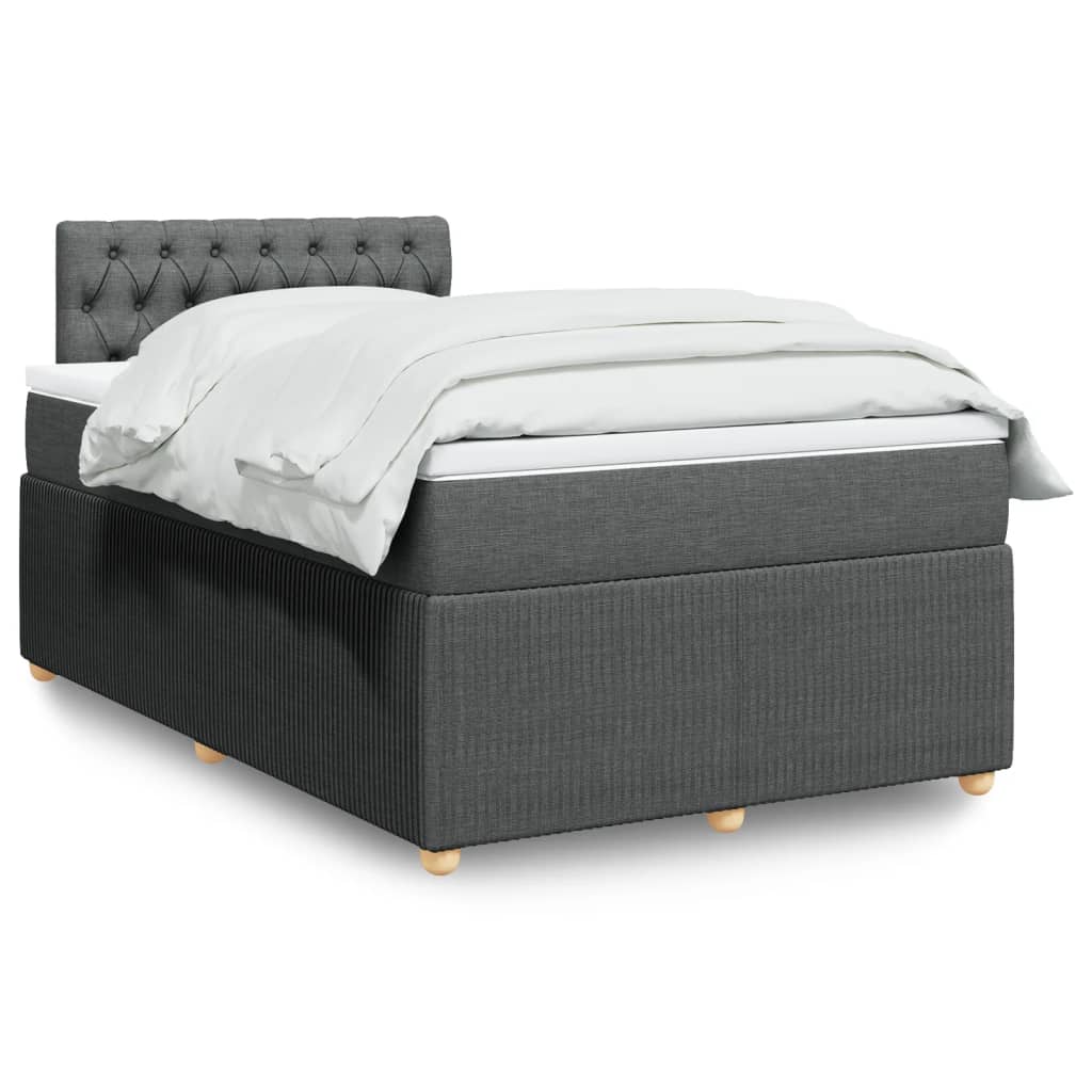 Box spring bed with mattress dark grey 120x200 cm fabric