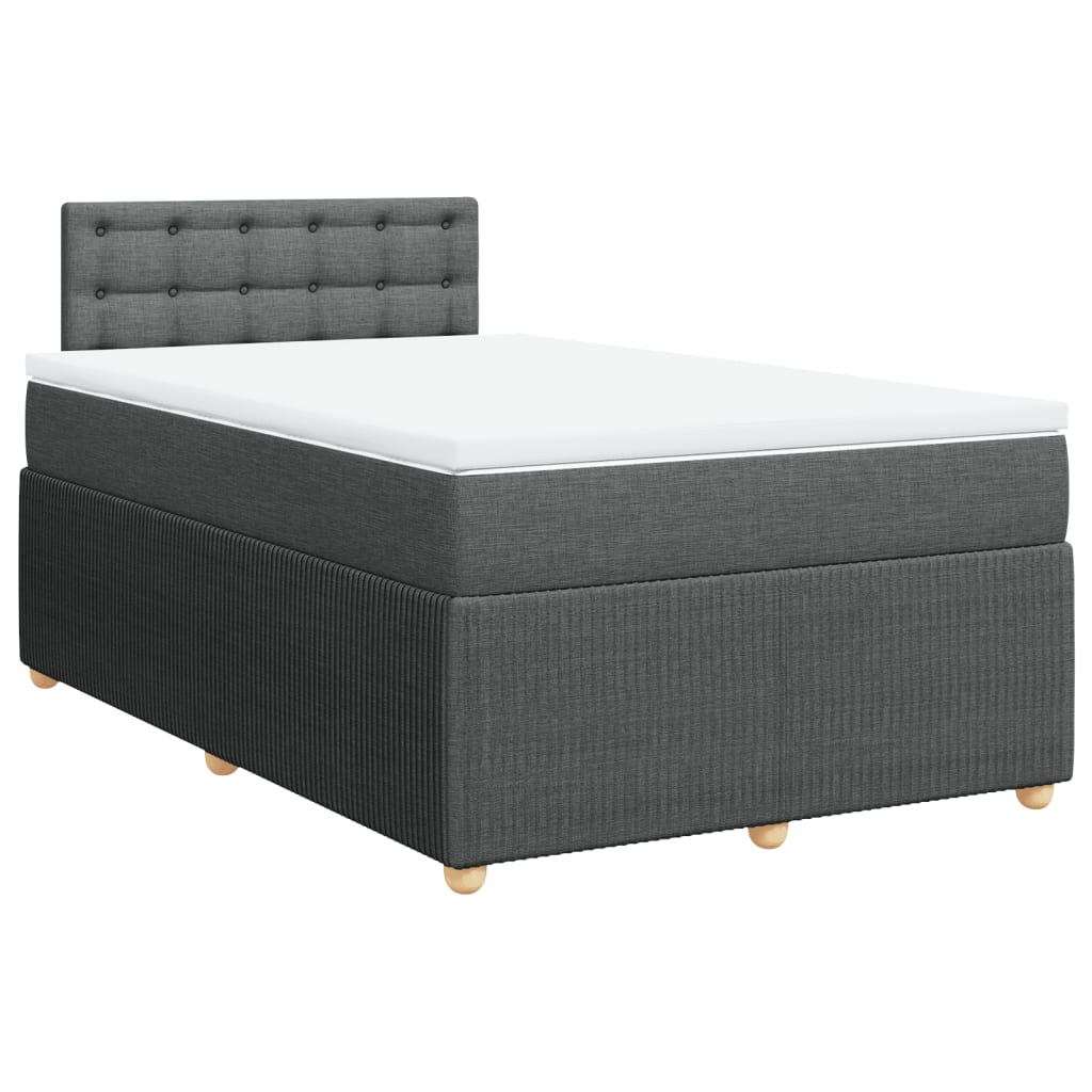 Lit sommier tapissier avec matelas tissu gris foncé 120x200 cm