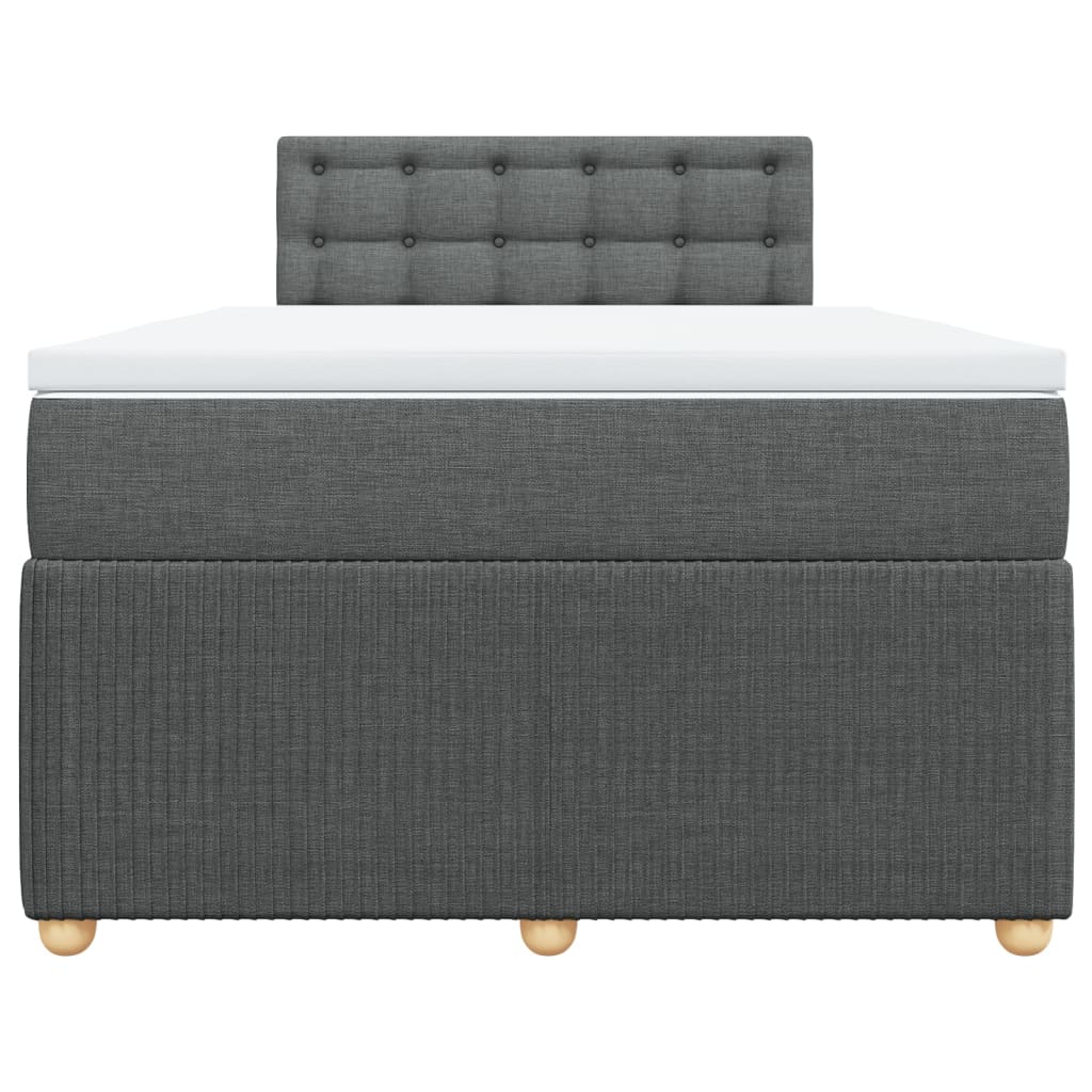 Lit sommier tapissier avec matelas tissu gris foncé 120x200 cm