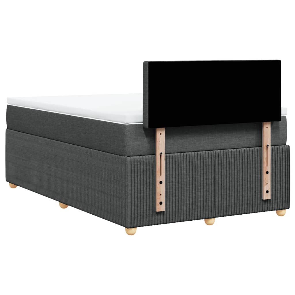 Lit sommier tapissier avec matelas tissu gris foncé 120x200 cm