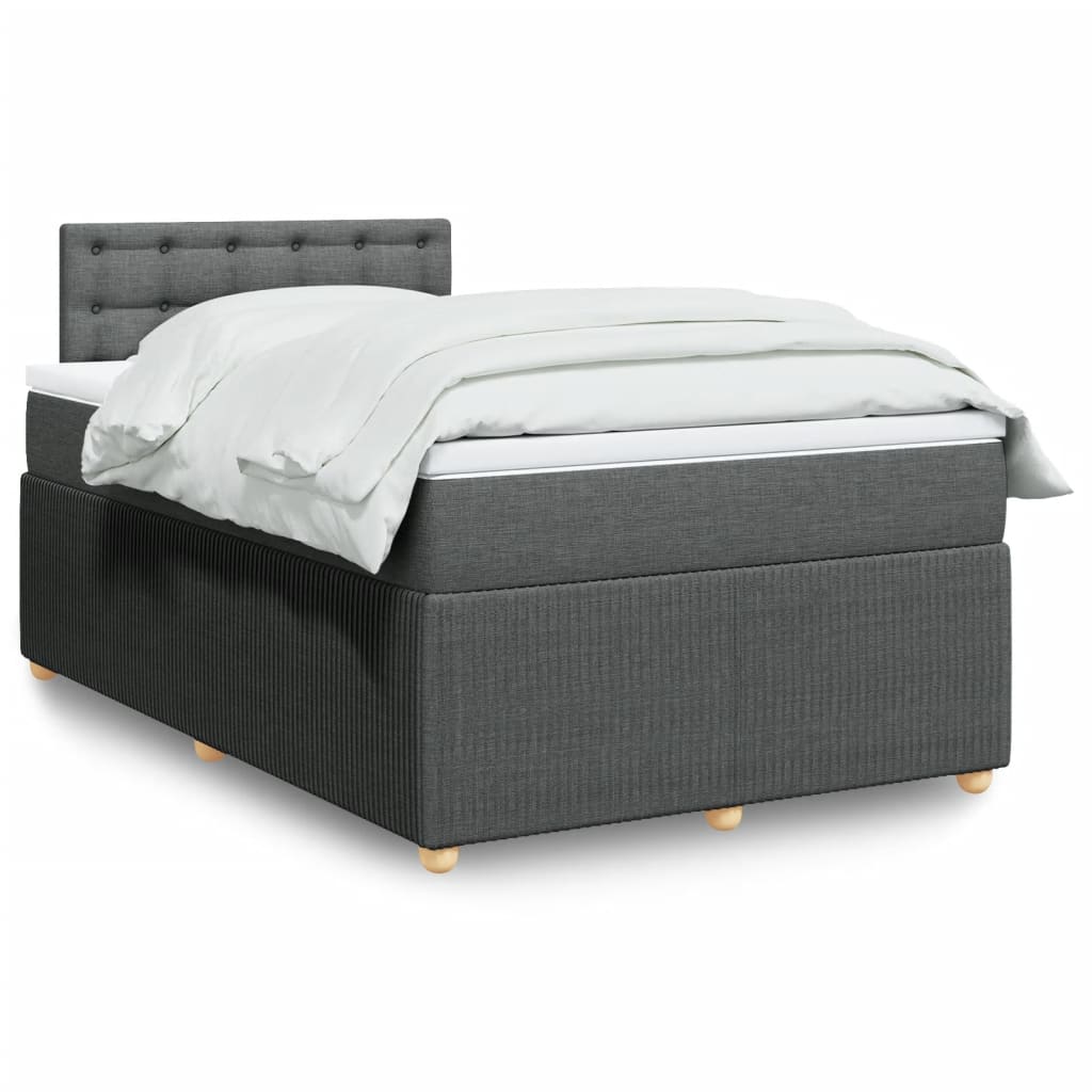 Lit sommier tapissier avec matelas tissu gris foncé 120x200 cm