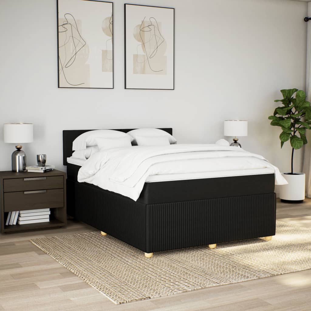 Box spring bed with mattress black 160x200 cm fabric