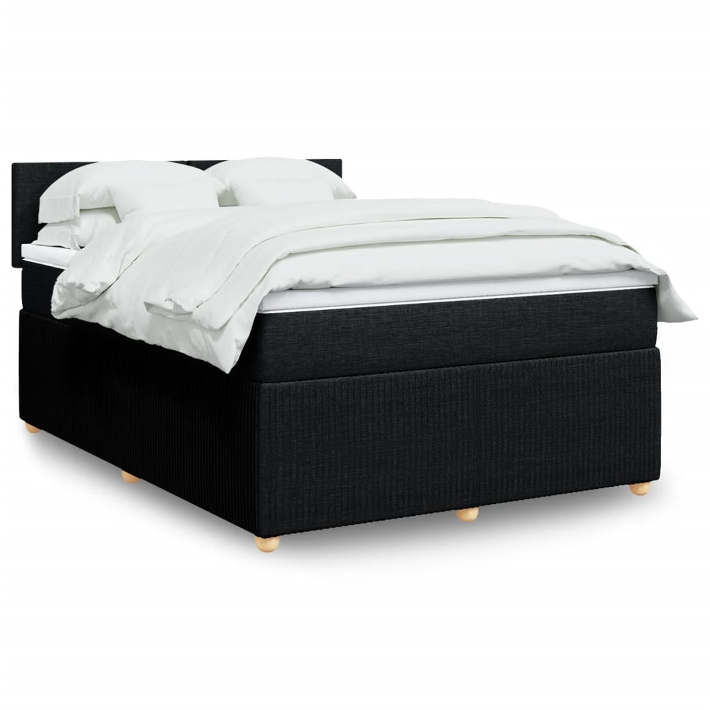 Box spring bed with mattress black 160x200 cm fabric