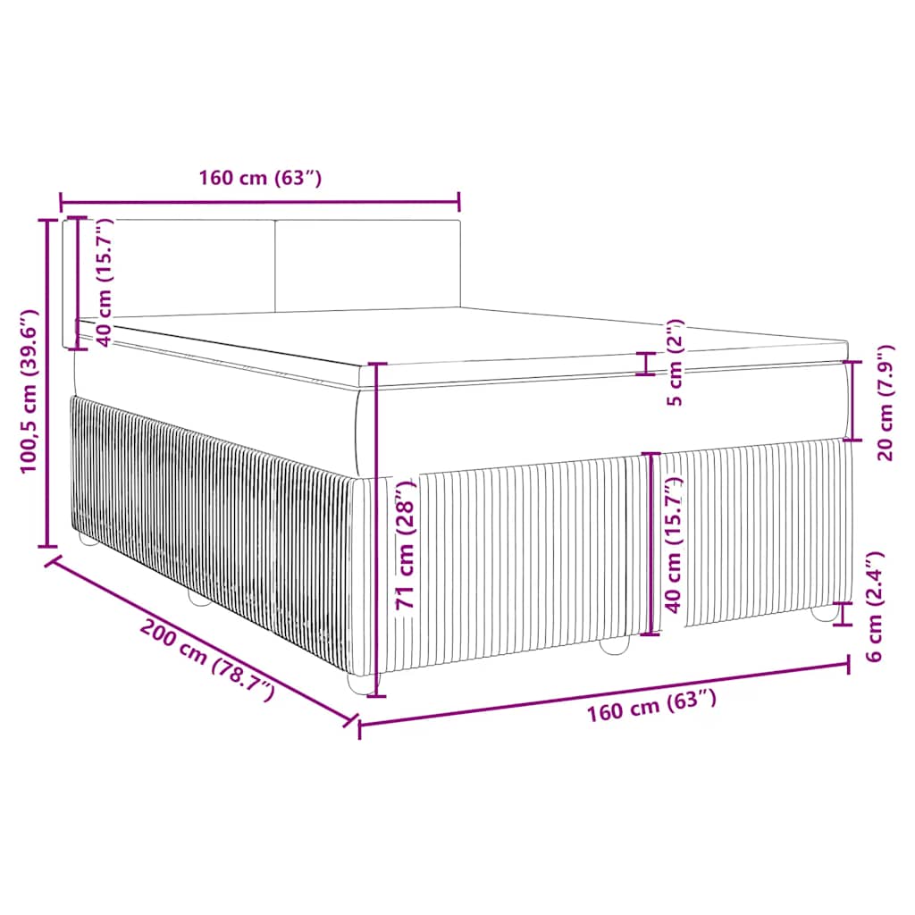 Boxspringbett mit Matratze Taupe 160x200 cm Stoff