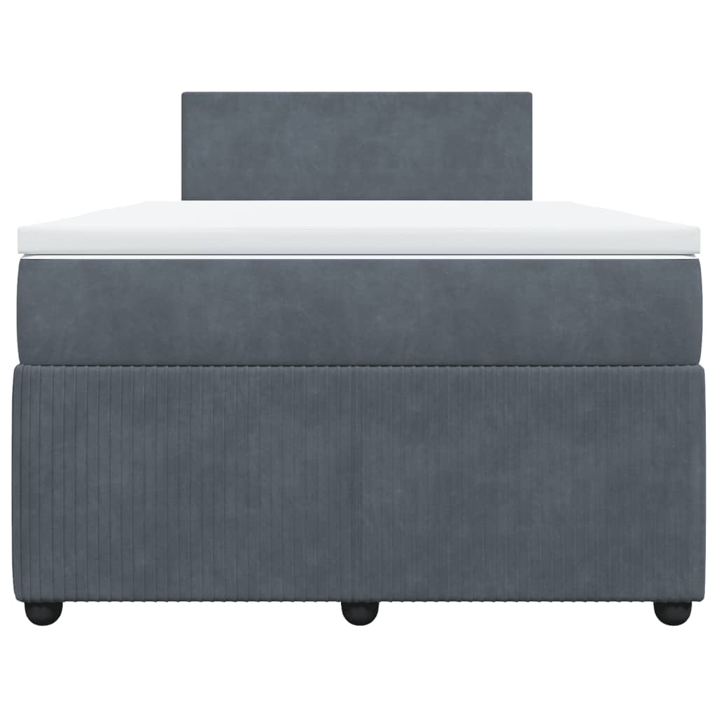 Lit à sommier tapissier avec matelas gris foncé 120x190 cm velours