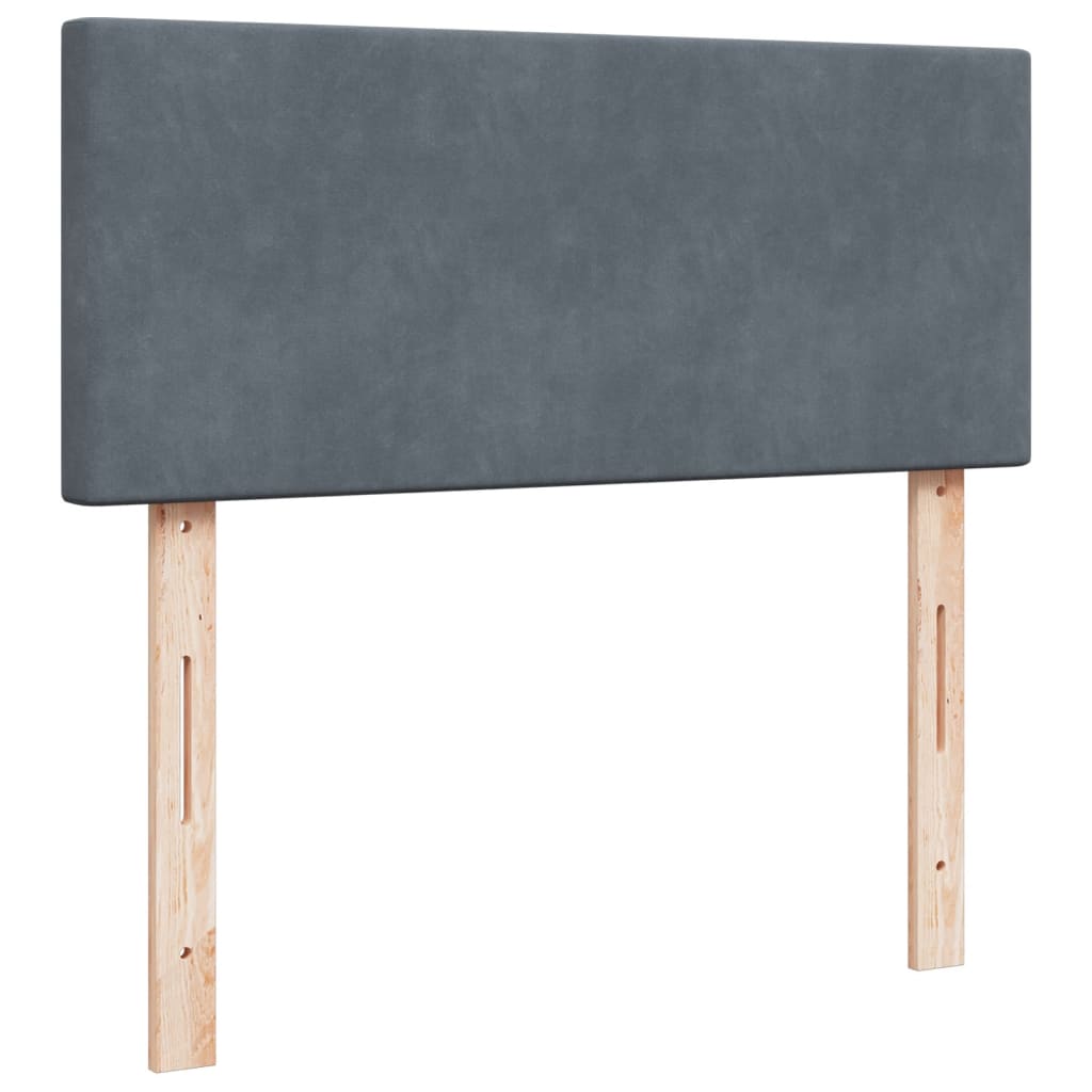 Lit à sommier tapissier avec matelas gris foncé 120x190 cm velours