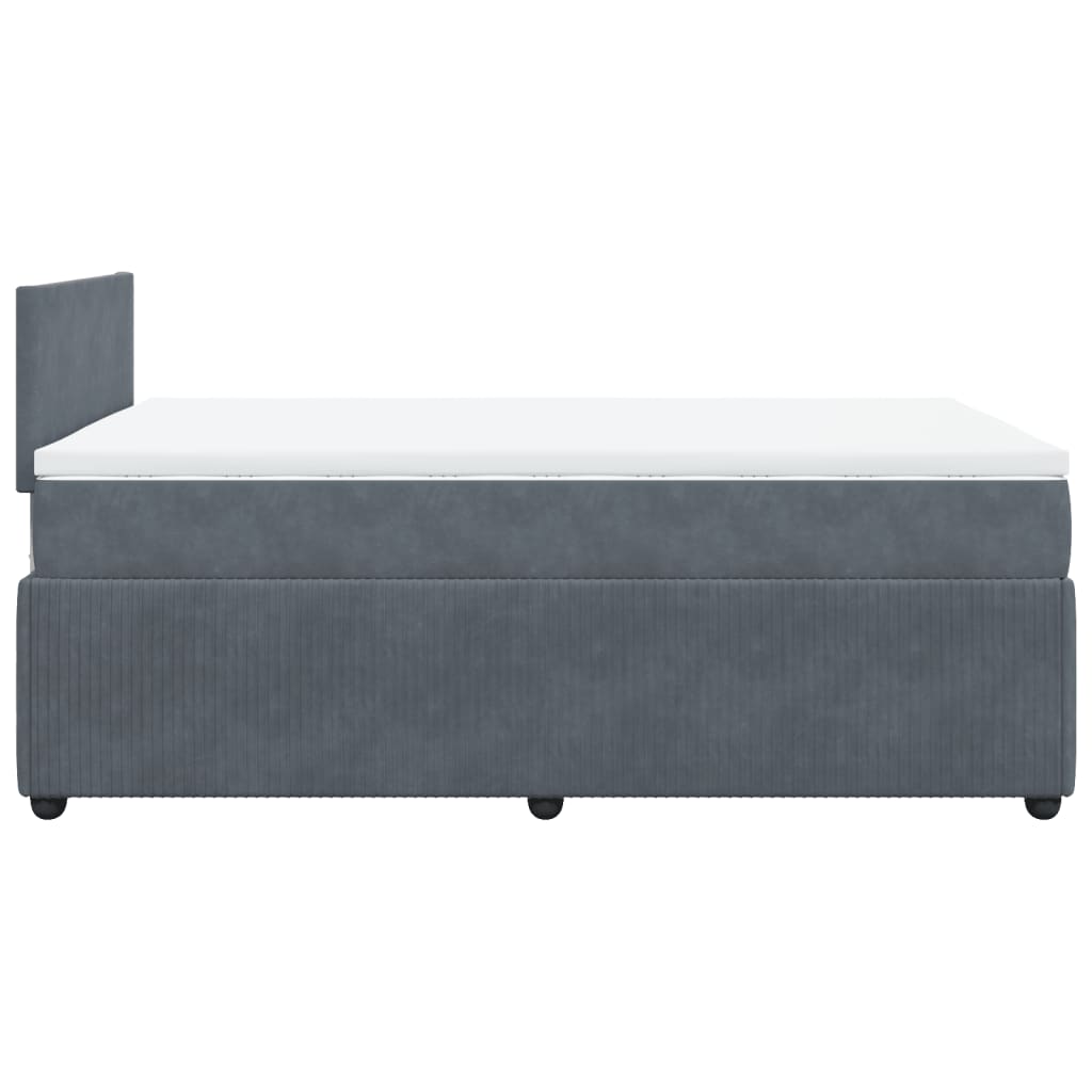 Lit à sommier tapissier avec matelas gris foncé 120x190 cm velours