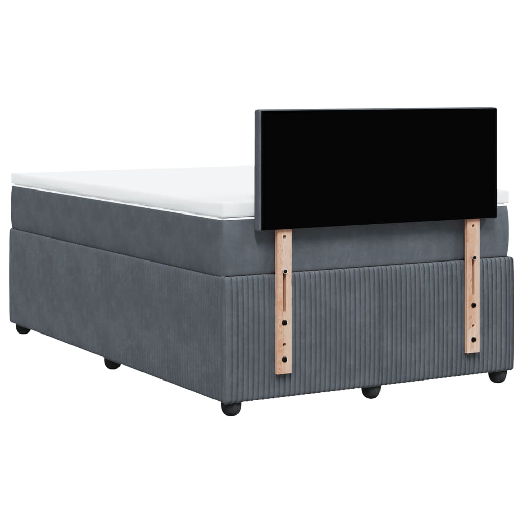 Lit à sommier tapissier avec matelas gris foncé 120x190 cm velours