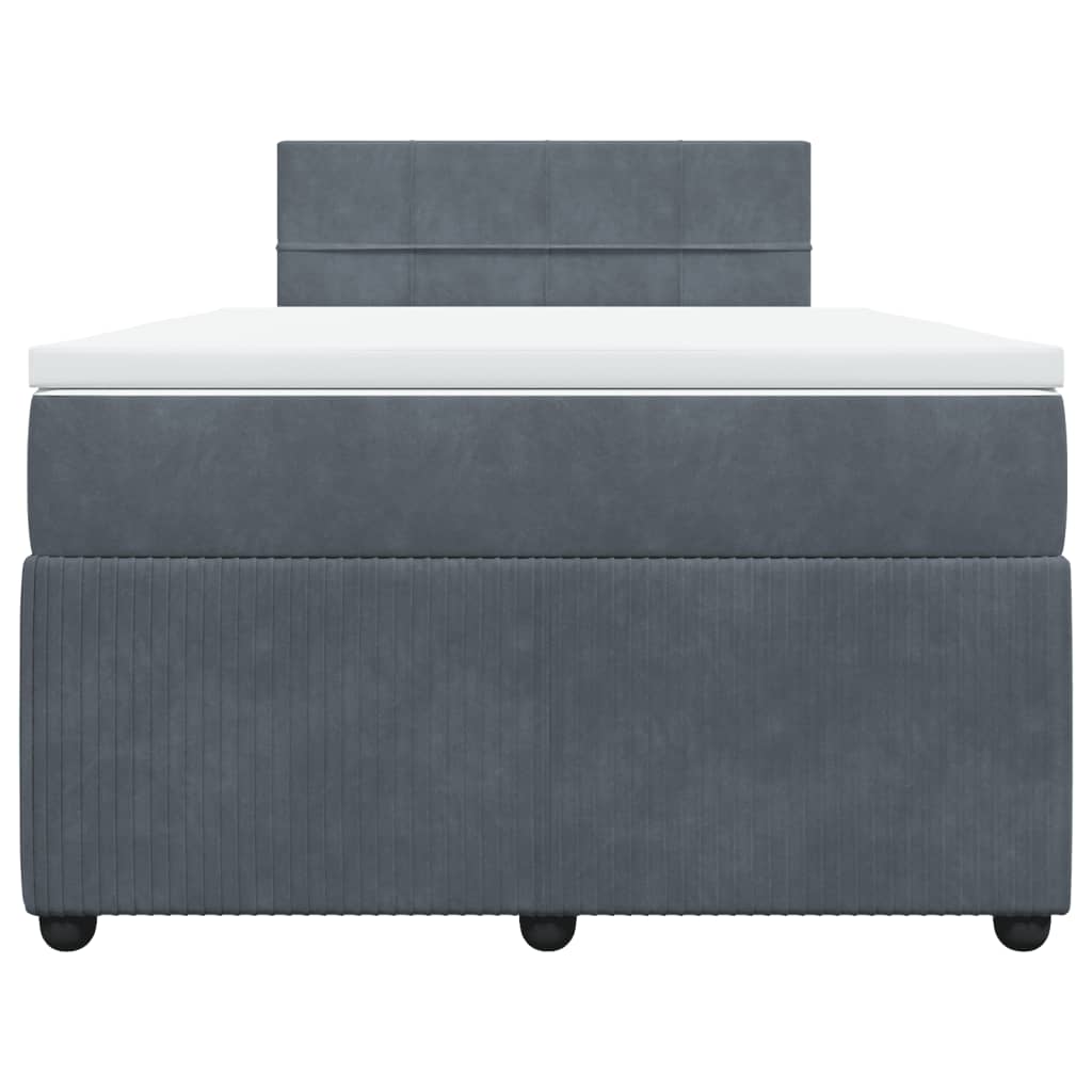 Lit à sommier tapissier avec matelas gris foncé 120x190 cm velours