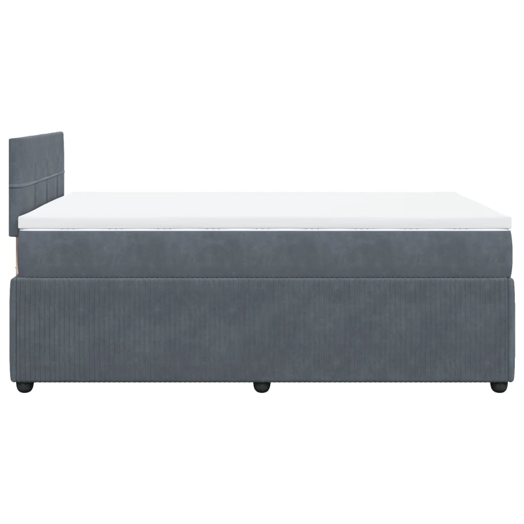 Lit à sommier tapissier avec matelas gris foncé 120x190 cm velours