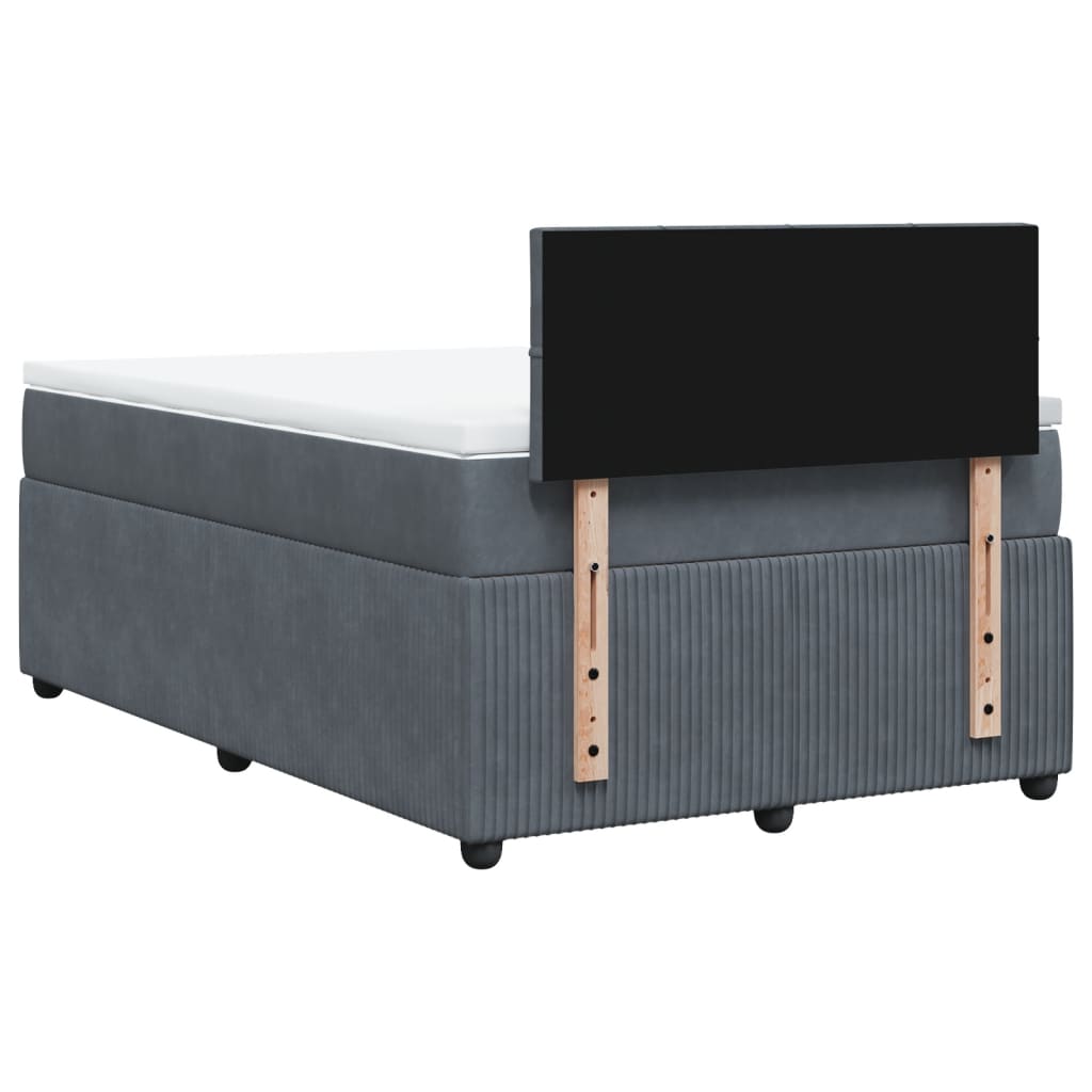 Lit à sommier tapissier avec matelas gris foncé 120x190 cm velours