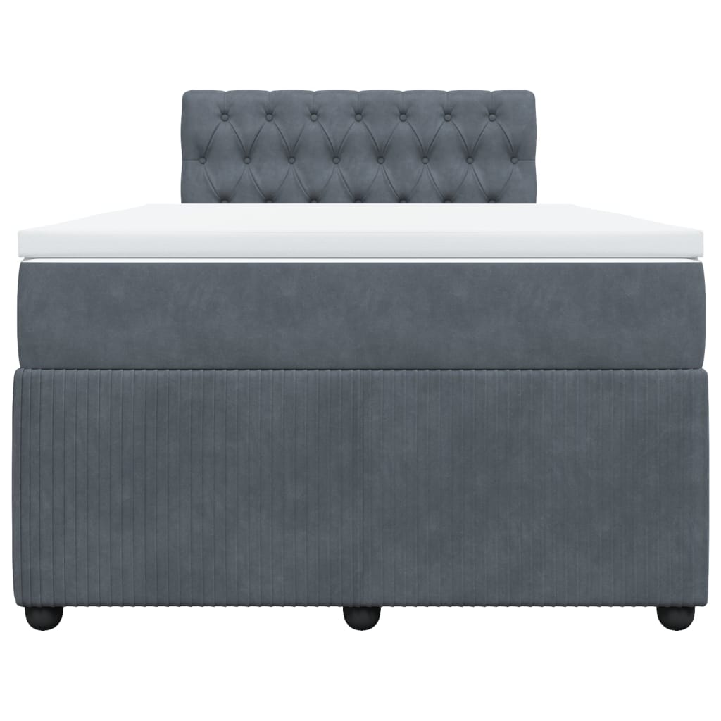 Lit à sommier tapissier avec matelas gris foncé 120x190 cm velours
