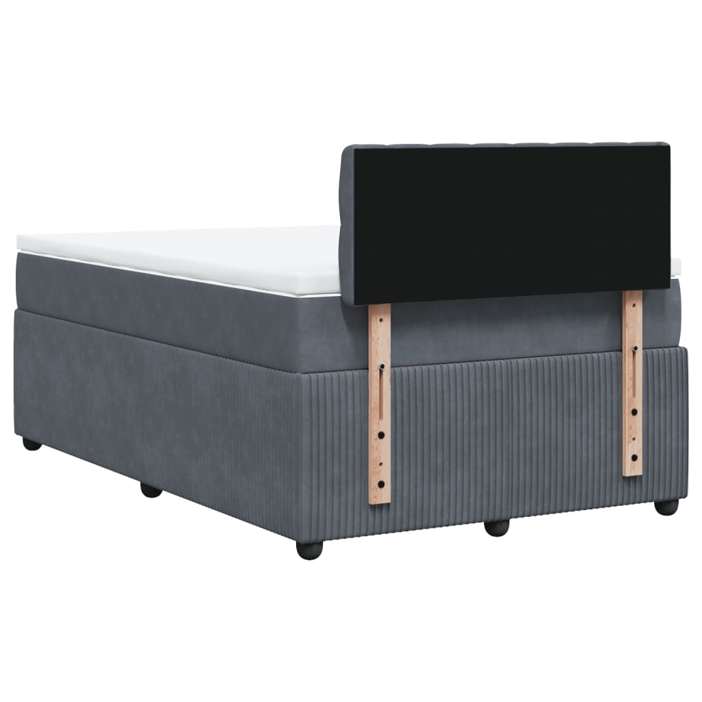 Lit à sommier tapissier avec matelas gris foncé 120x190 cm velours