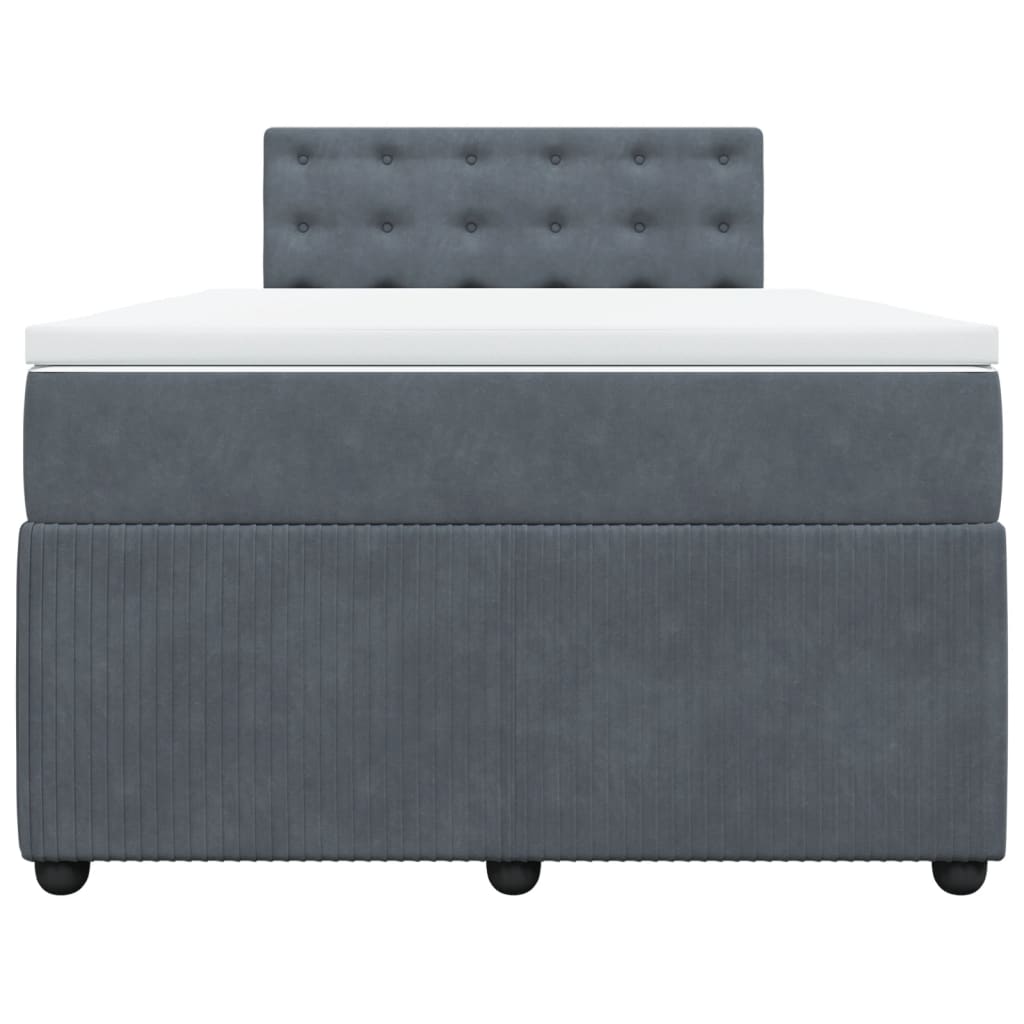 Lit à sommier tapissier avec matelas gris foncé 120x190 cm velours