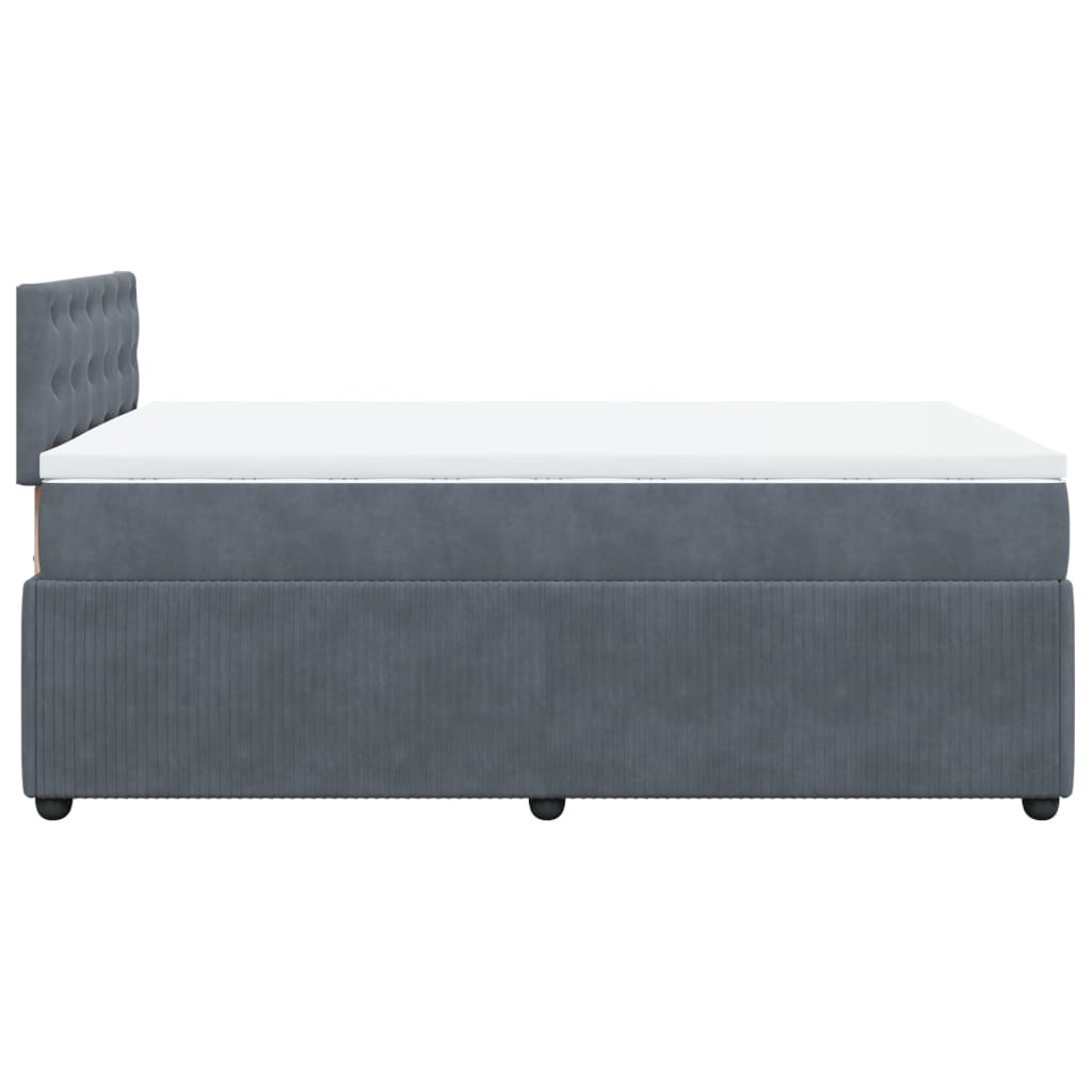 Lit à sommier tapissier avec matelas gris foncé 120x190 cm velours