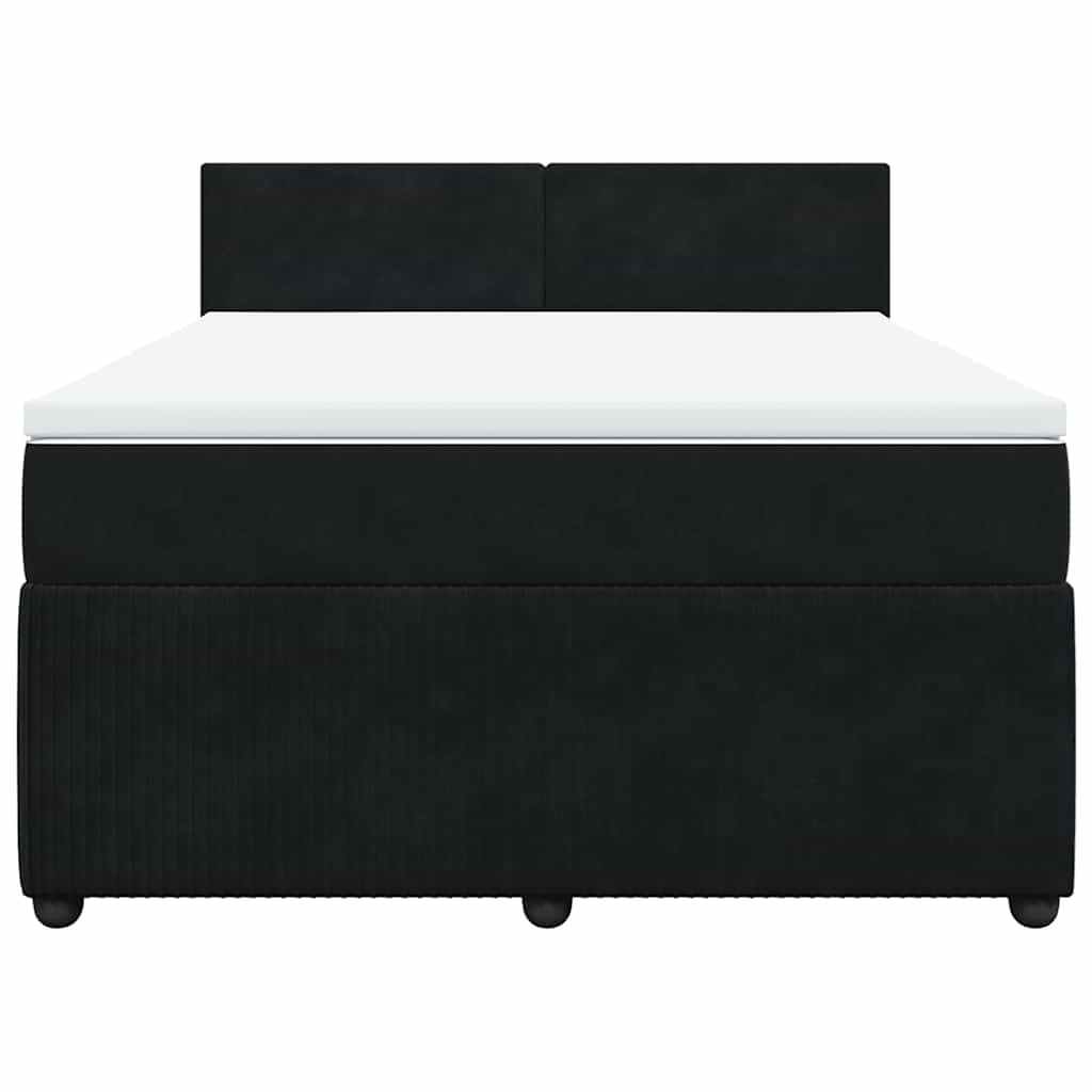 Boxspringbett mit Matratze Schwarz 160x200 cm Samt