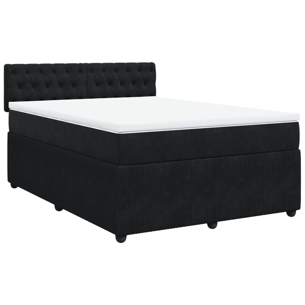 Box spring bed with mattress black 160x200 cm velvet