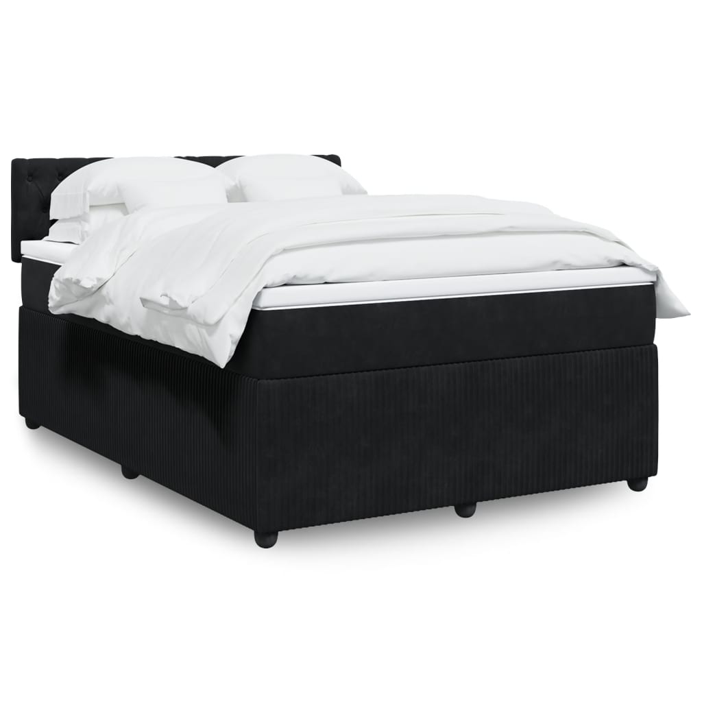 Box spring bed with mattress black 160x200 cm velvet