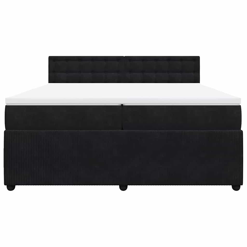 Boxspringbett mit Matratze Schwarz 200x200 cm Samt