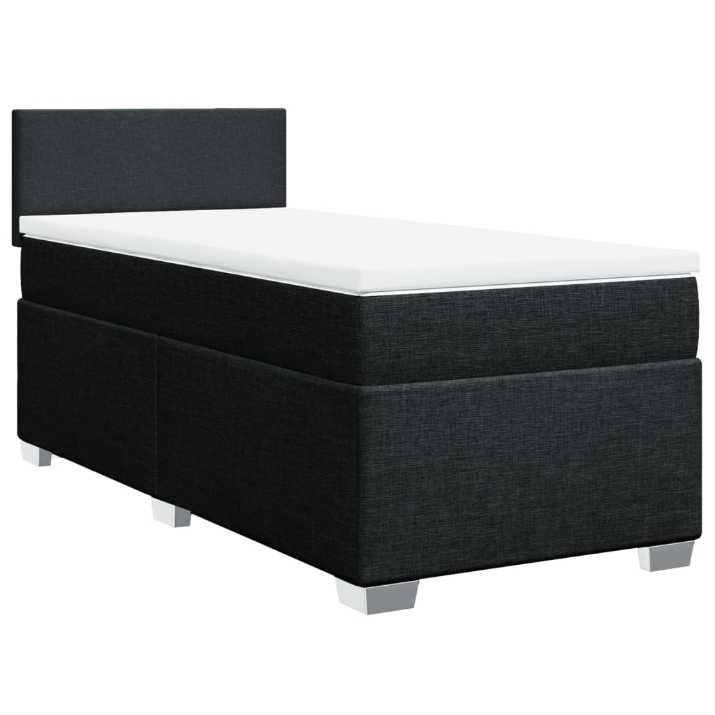 Lit à sommier tapissier avec matelas tissu noir 80x200 cm