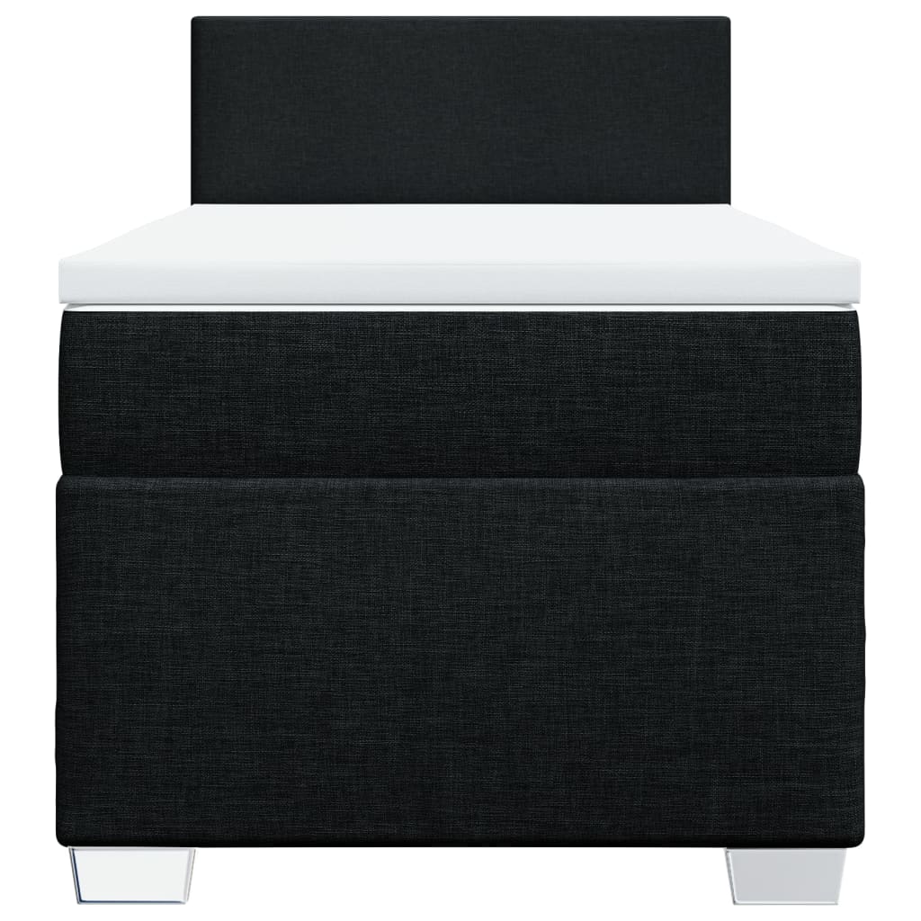 Lit à sommier tapissier avec matelas tissu noir 80x200 cm