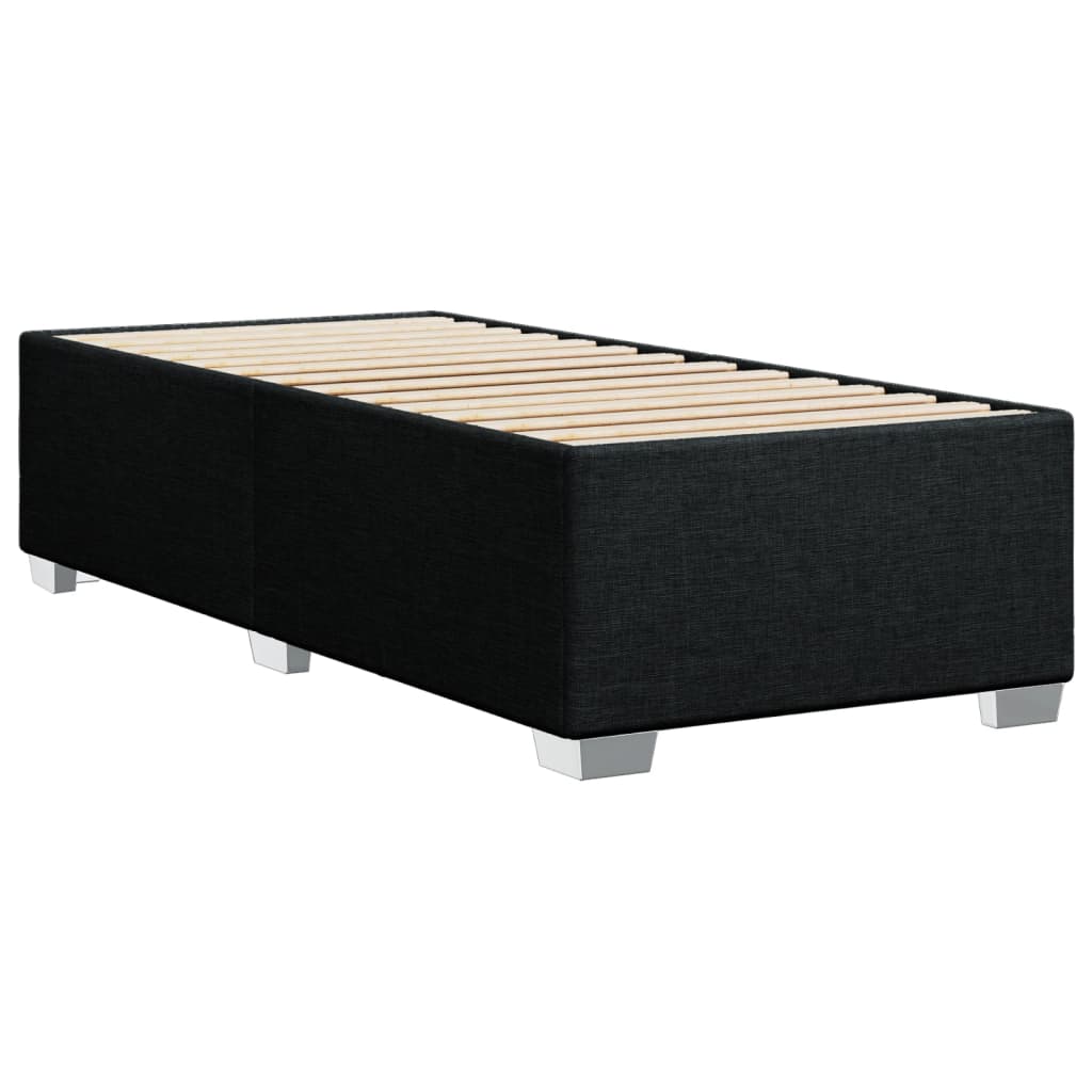 Lit à sommier tapissier avec matelas tissu noir 80x200 cm