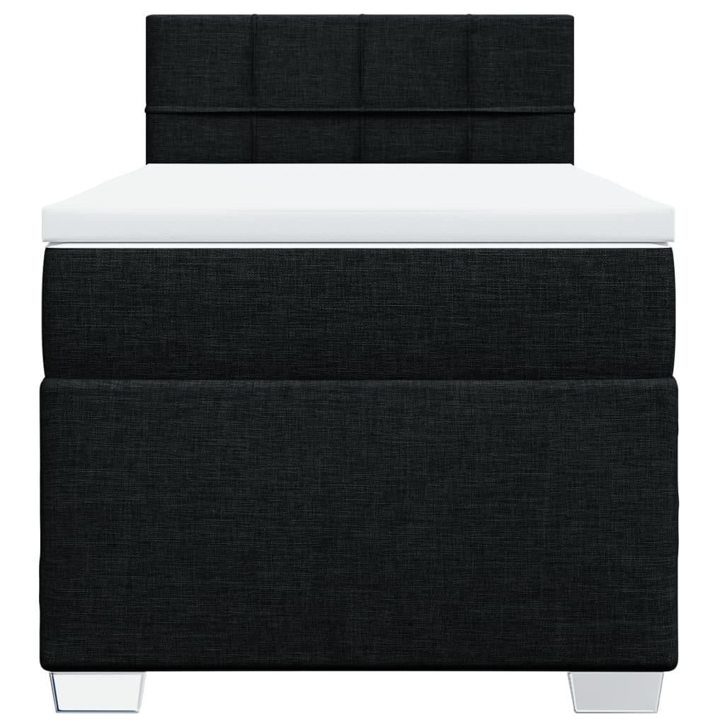 Lit à sommier tapissier avec matelas tissu noir 80x200 cm