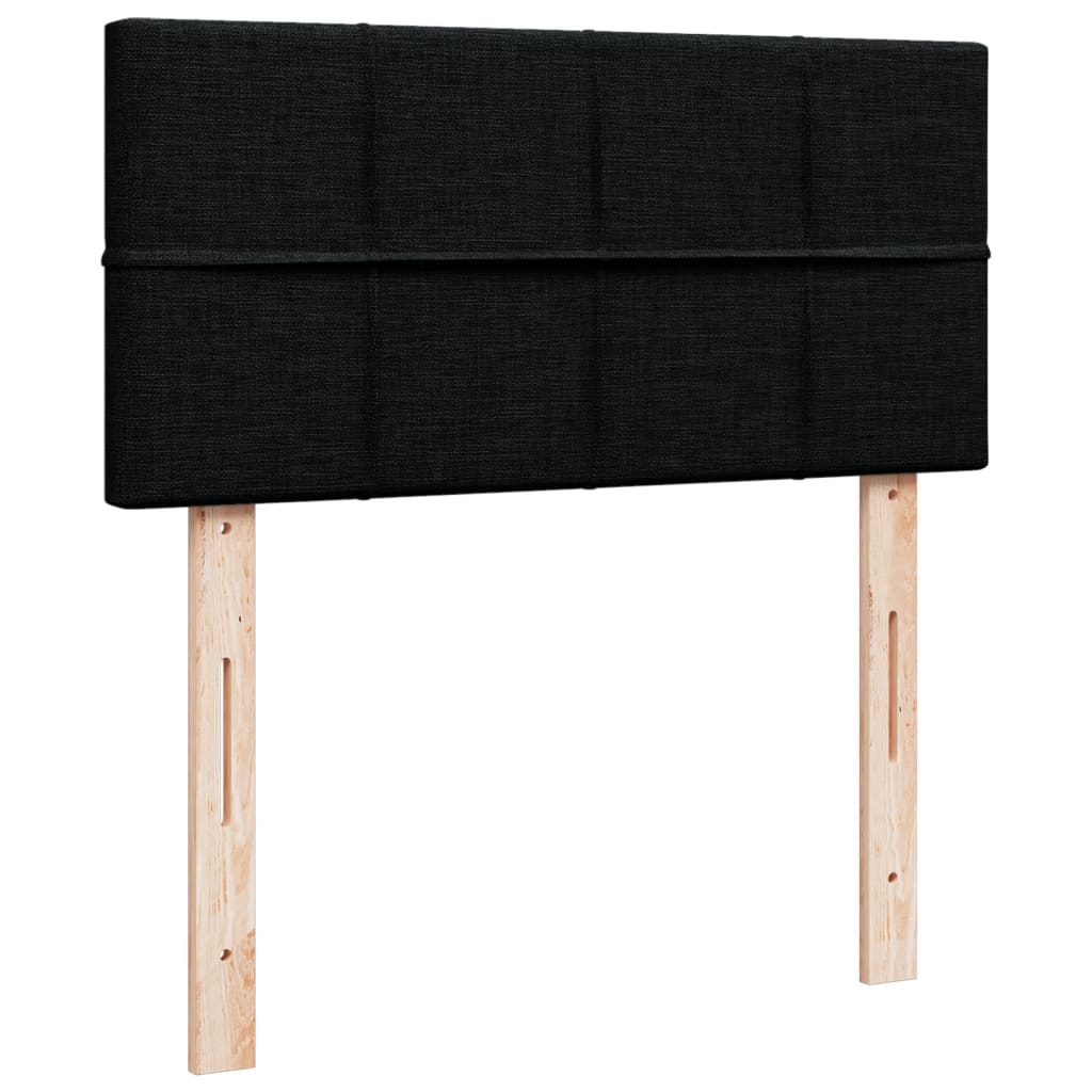 Lit à sommier tapissier avec matelas tissu noir 80x200 cm