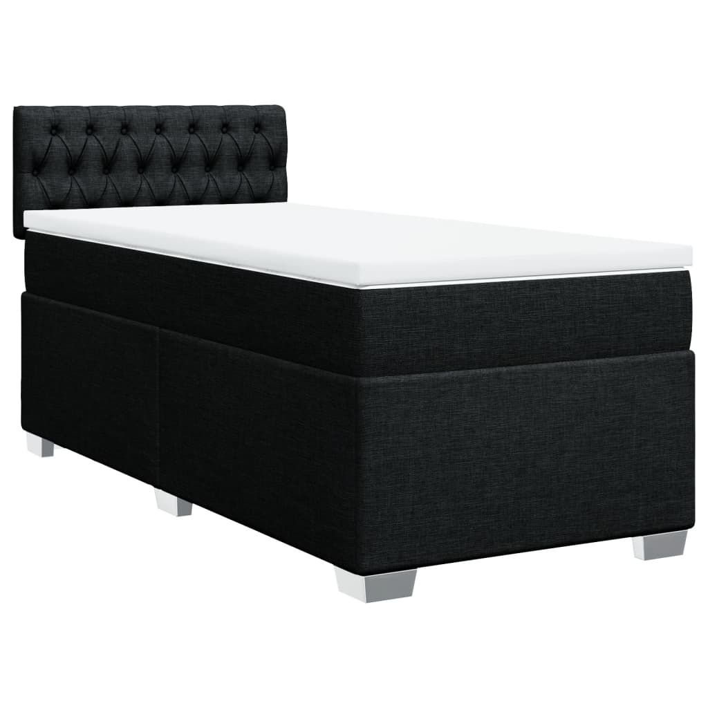 Lit à sommier tapissier avec matelas tissu noir 80x200 cm