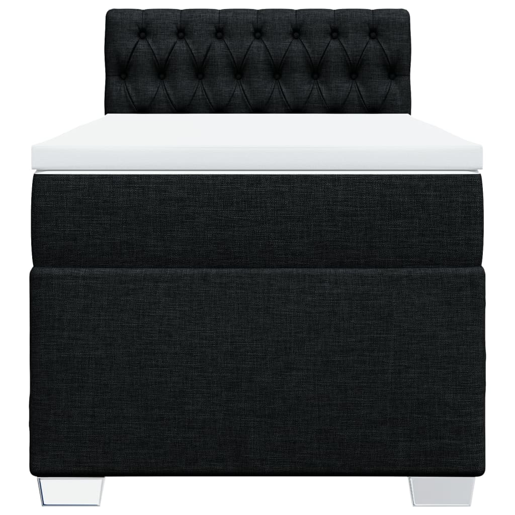 Lit à sommier tapissier avec matelas tissu noir 80x200 cm