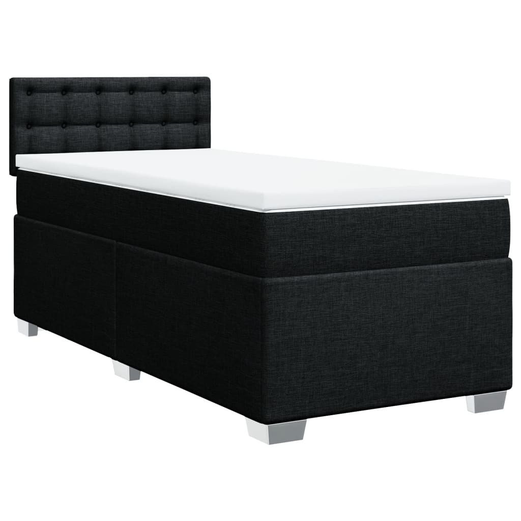 Lit à sommier tapissier avec matelas tissu noir 80x200 cm