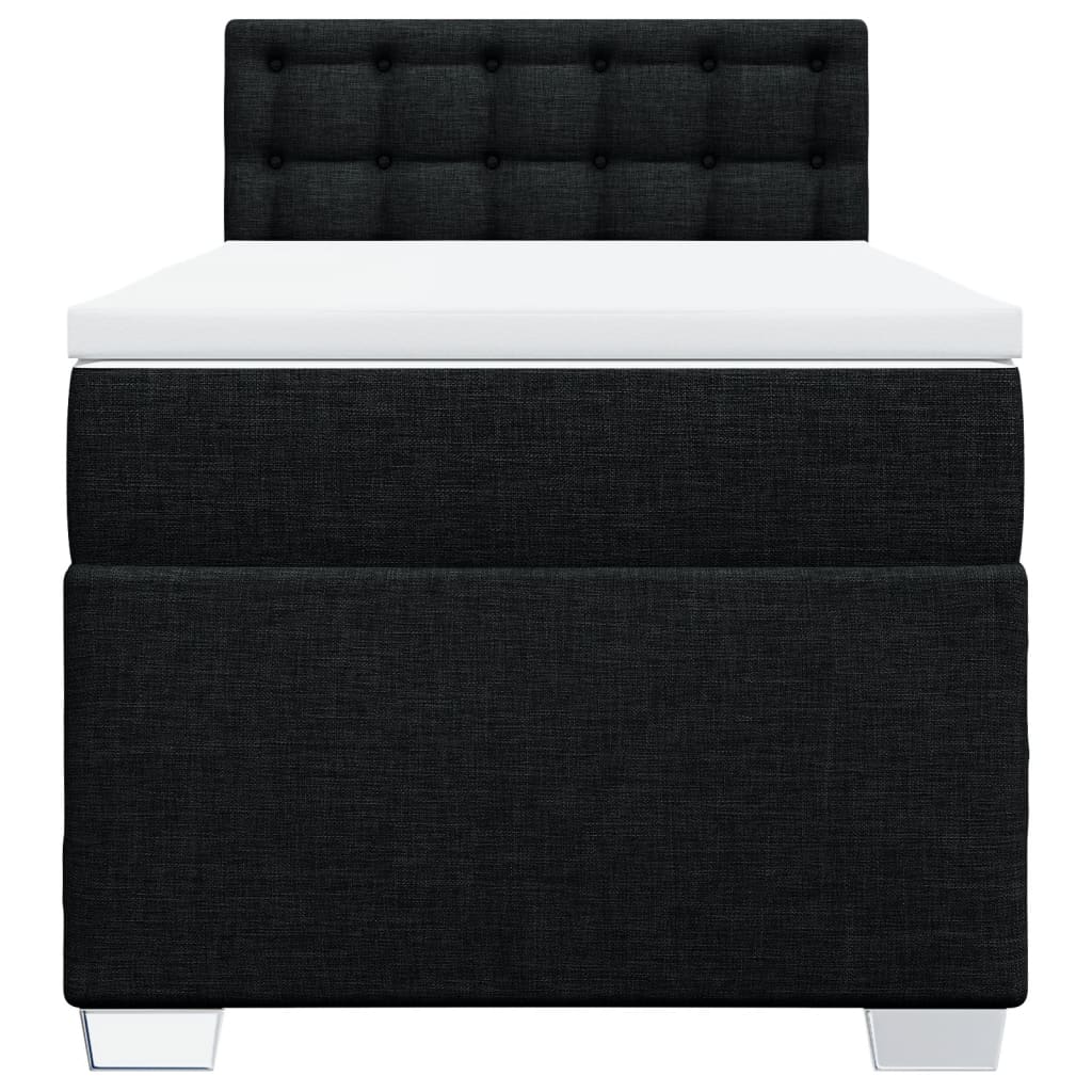 Lit à sommier tapissier avec matelas tissu noir 80x200 cm