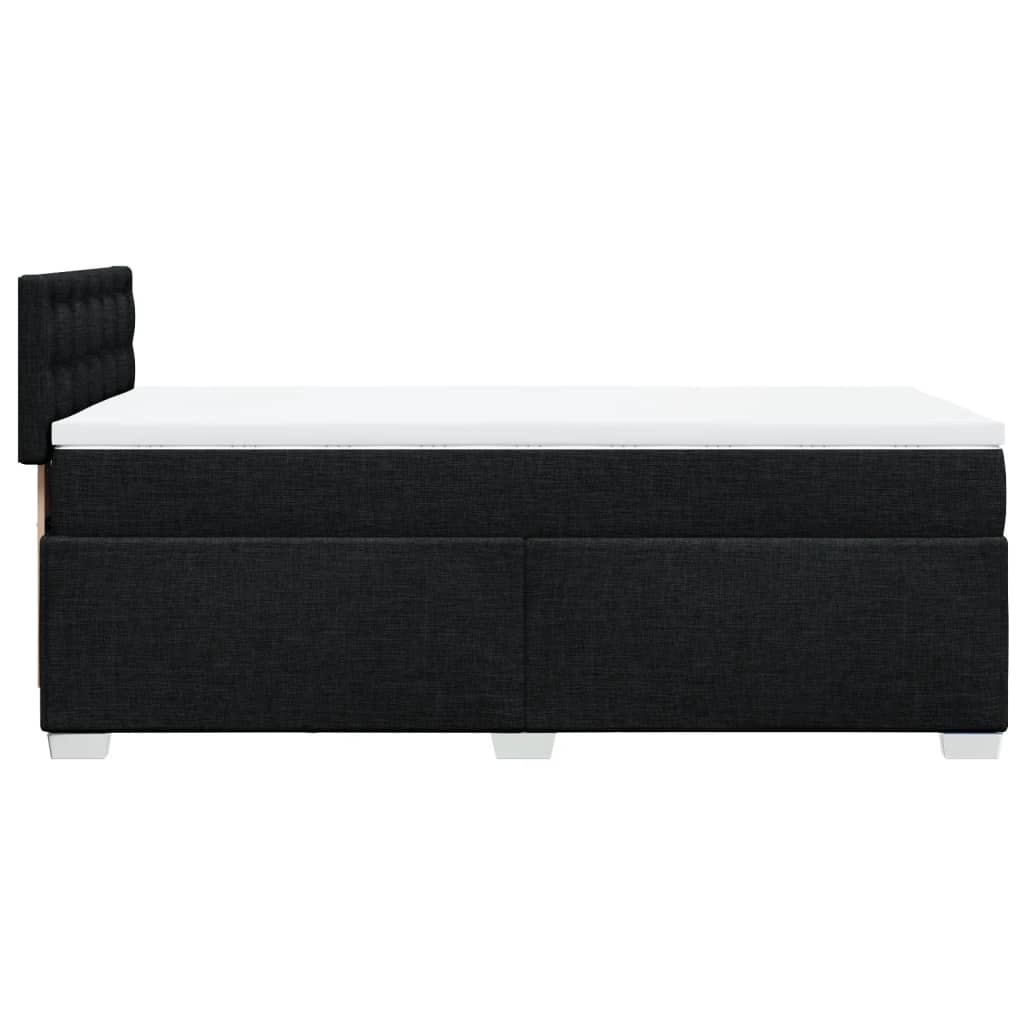 Lit à sommier tapissier avec matelas tissu noir 80x200 cm