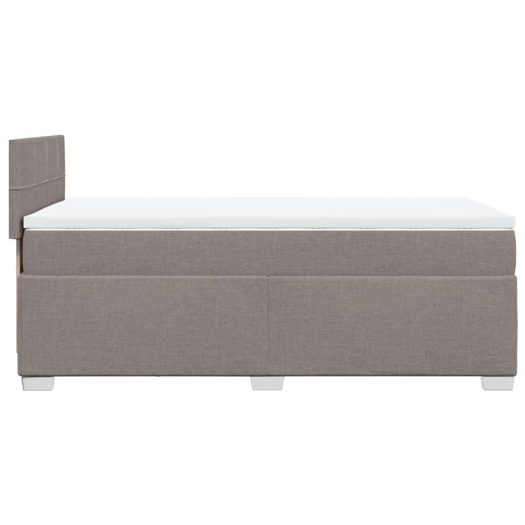 Lit sommier tapissier avec matelas tissu taupe 90x190 cm