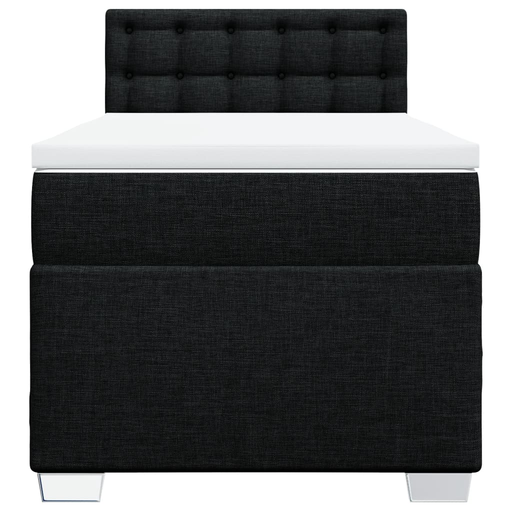 Lit sommier tapissier avec matelas tissu noir 90x190 cm