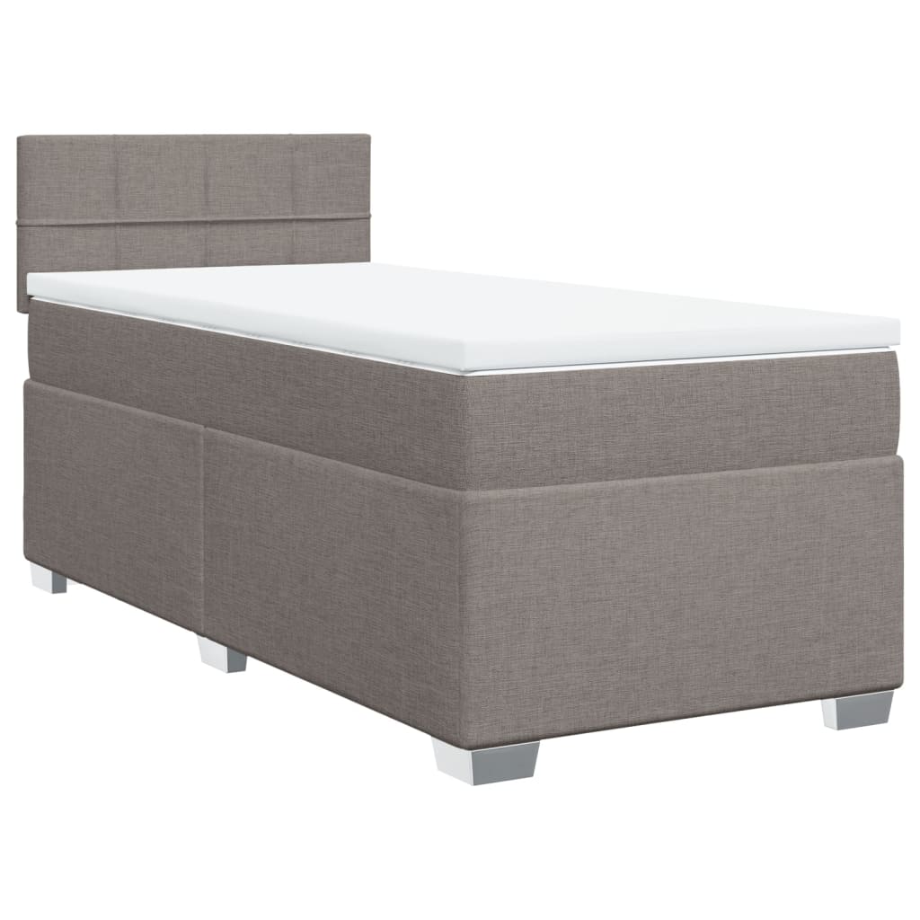 Lit sommier tapissier avec matelas tissu taupe 90x200 cm