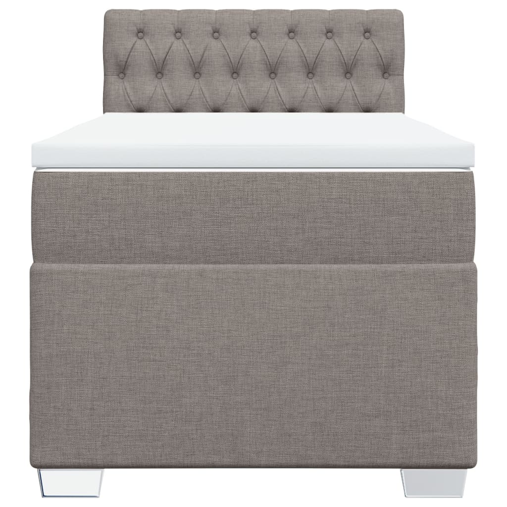 Lit sommier tapissier avec matelas tissu taupe 90x200 cm