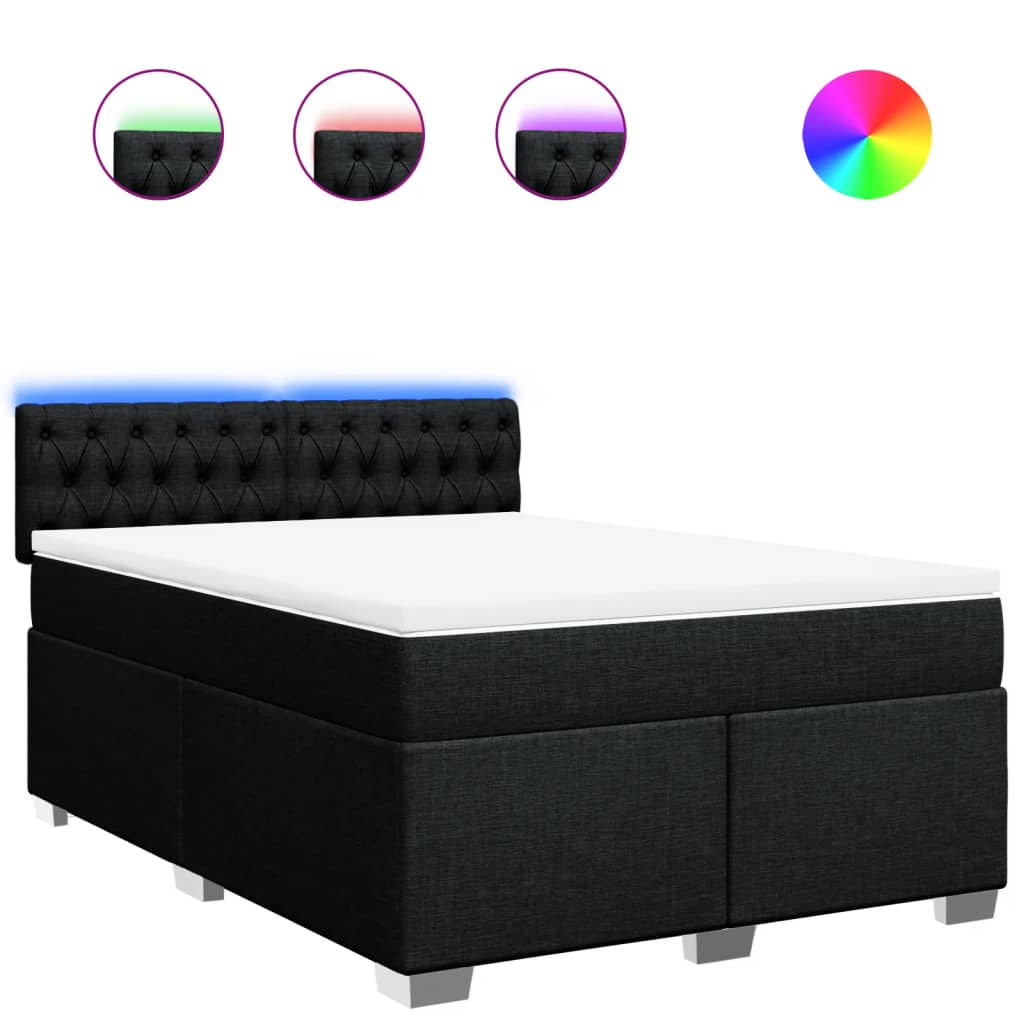 Box spring bed with mattress black 160x200 cm fabric